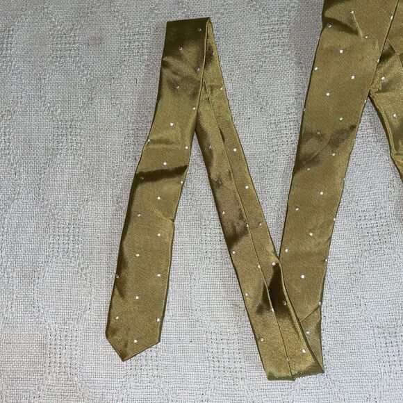 Oxxford Clothes Men’s Dress Toe Size 57” 3.5” Gold Dotted Silk Business Formal - Picture 12 of 12